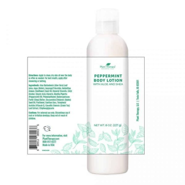 Peppermint Body Lotion With Aloe And Shea 8oz Front Stretch 960x960